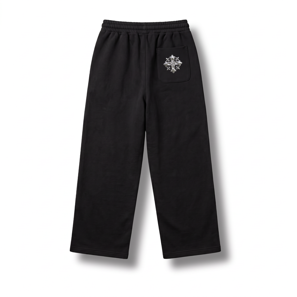 Saint Ferro The Forge Jogger — Ferro Black, forged cross on the back pocket, Drop 001