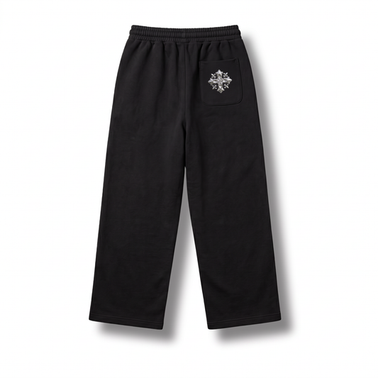 Saint Ferro The Forge Jogger — Ferro Black, forged cross on the back pocket, Drop 001
