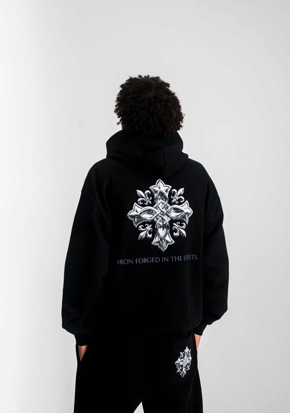 The Forge Hoodie in Ferro Black, back print