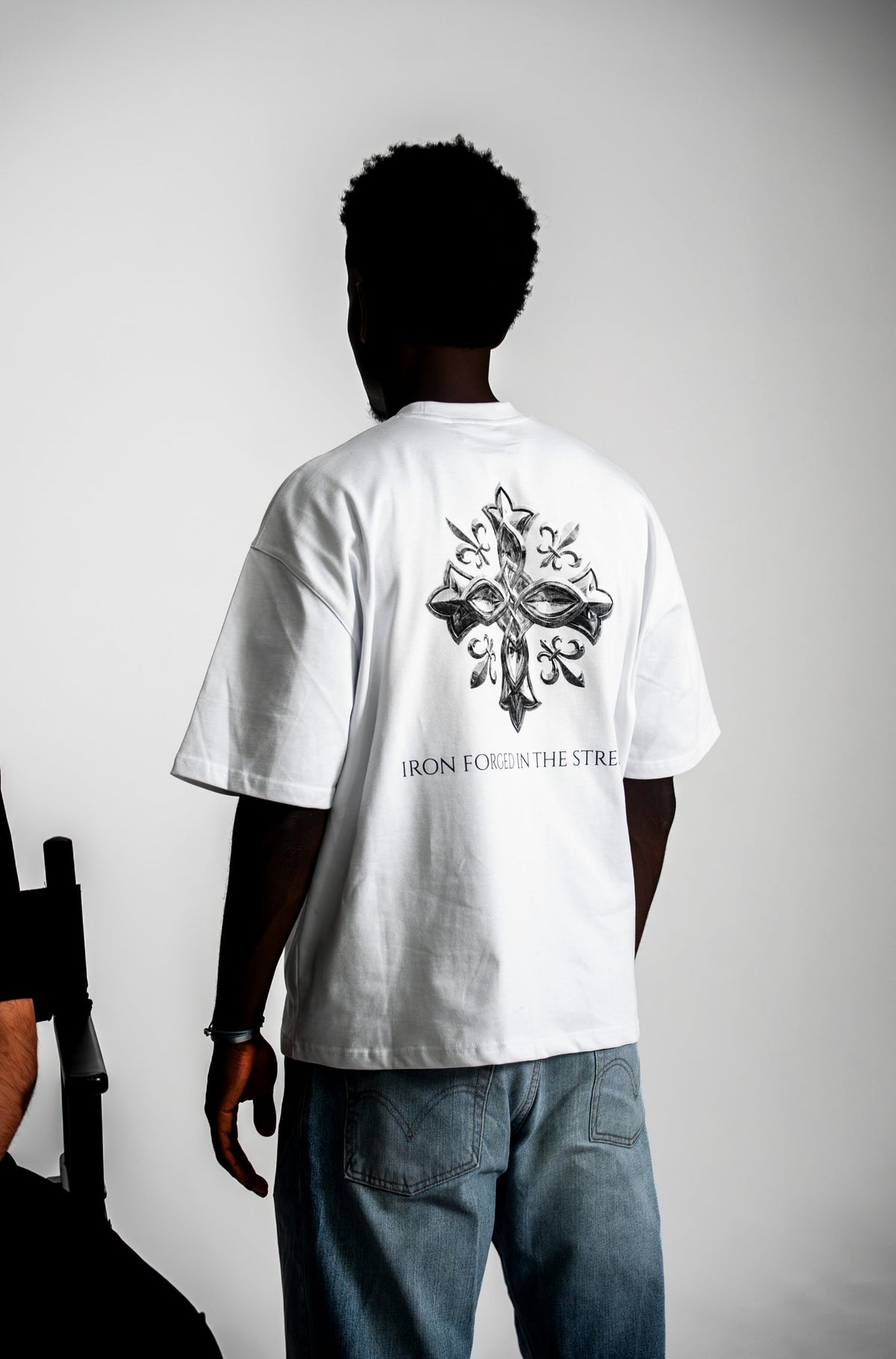 The Forge Tee in Marshmallow White, back print